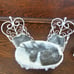 Vintage white wire dollhouse furniture set table chairs bench marble top distr