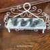 Vintage white wire dollhouse furniture set table chairs bench marble top distr