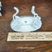 Vintage white wire dollhouse furniture set table chairs bench marble top distr