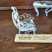 Vintage white wire dollhouse furniture set table chairs bench marble top distr