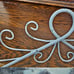 Vintage white wire dollhouse furniture set table chairs bench marble top distr