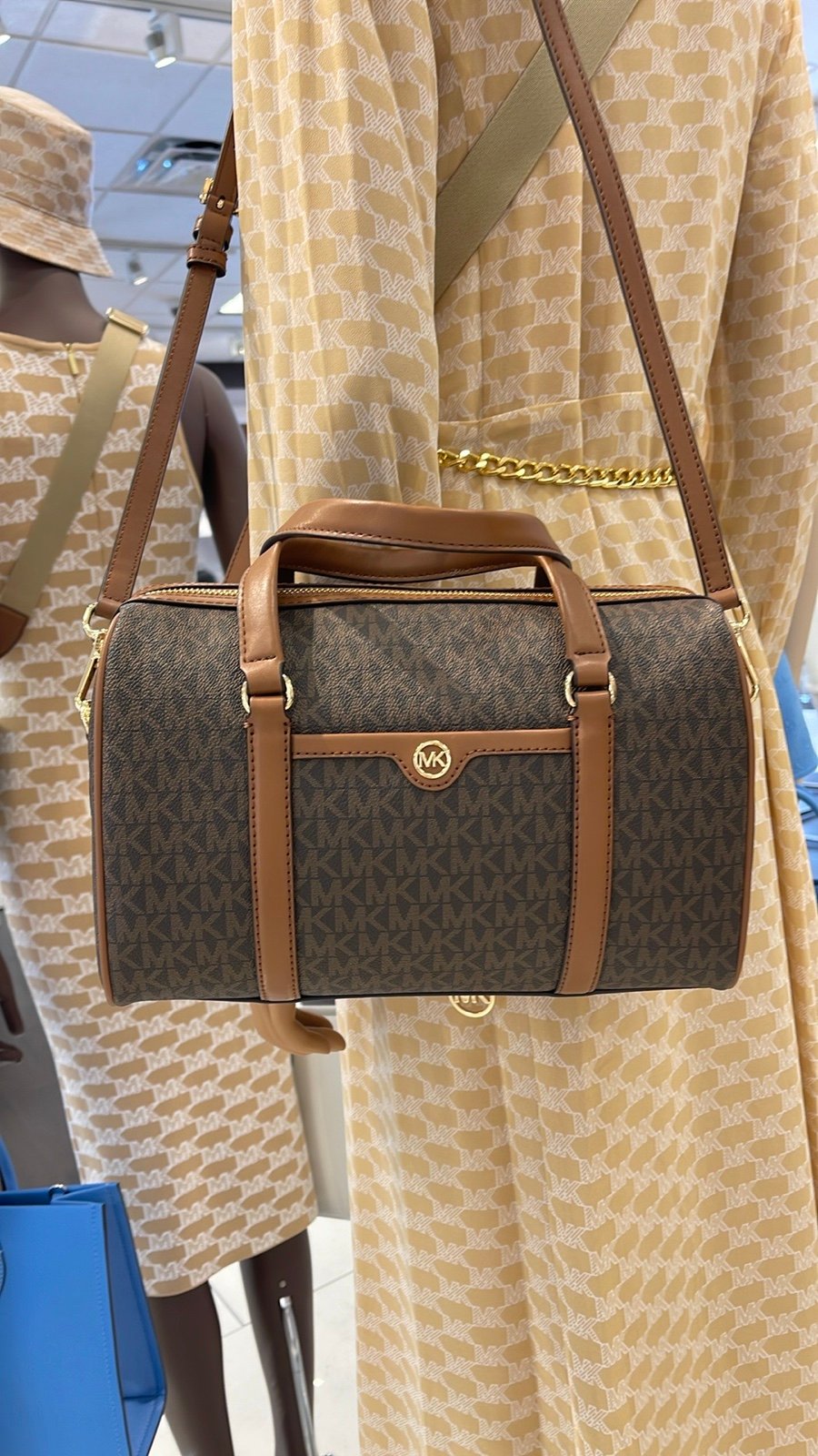 MICHAEL KORS JST TRAVEL MEDIUM DUFFLE SATCHEL SHOULDER CROSSBODY BAG MK BROWN