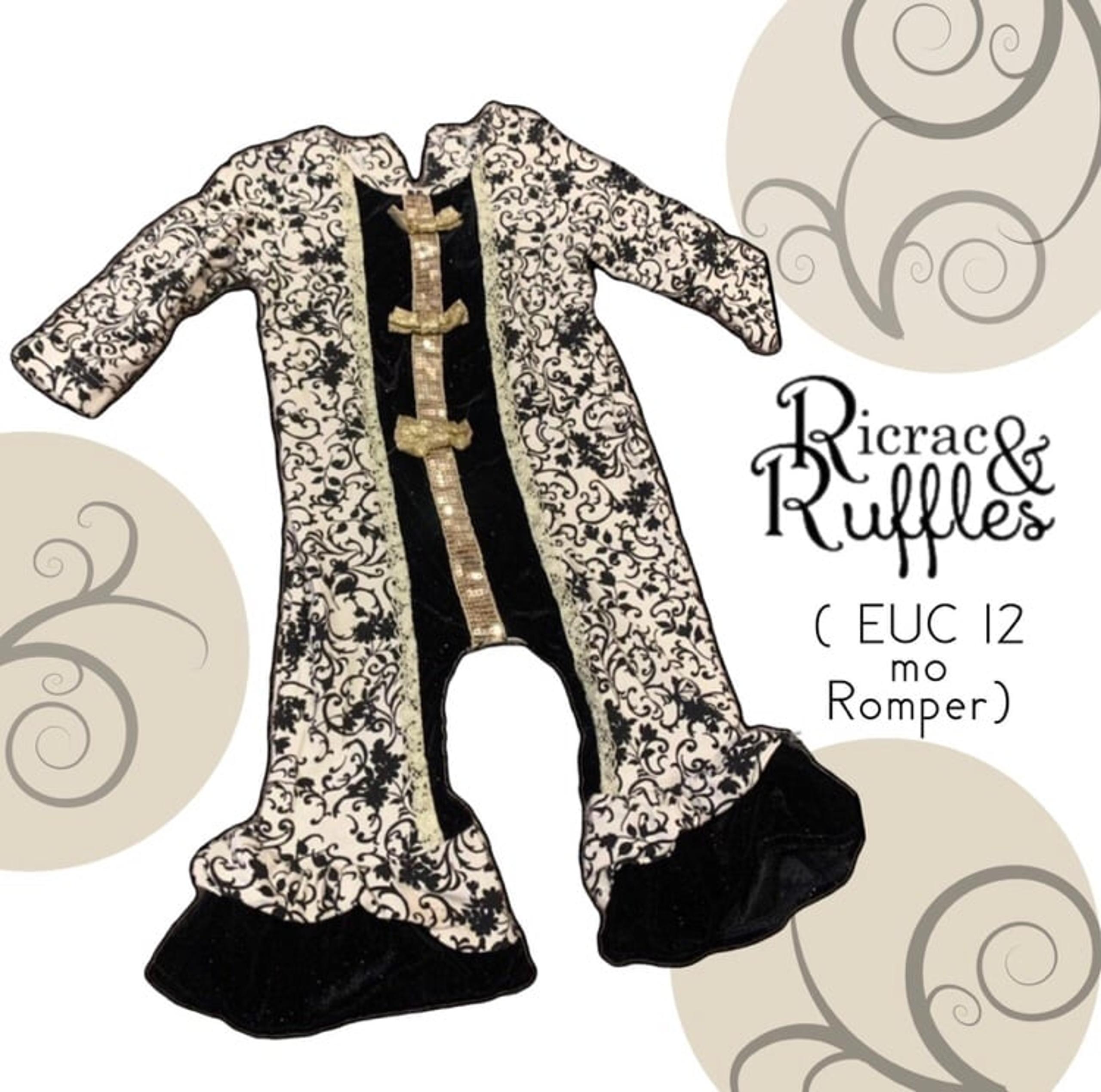 Vintage Damask Boutique Ruffle Romper by RRR