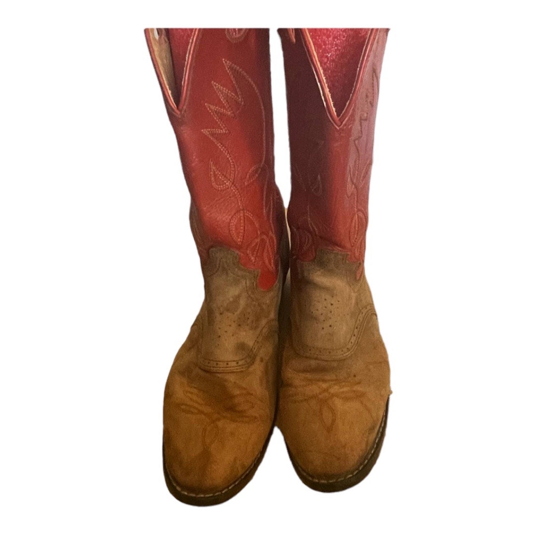 Justin Western Boots Size 6 D Red tan women Leather
