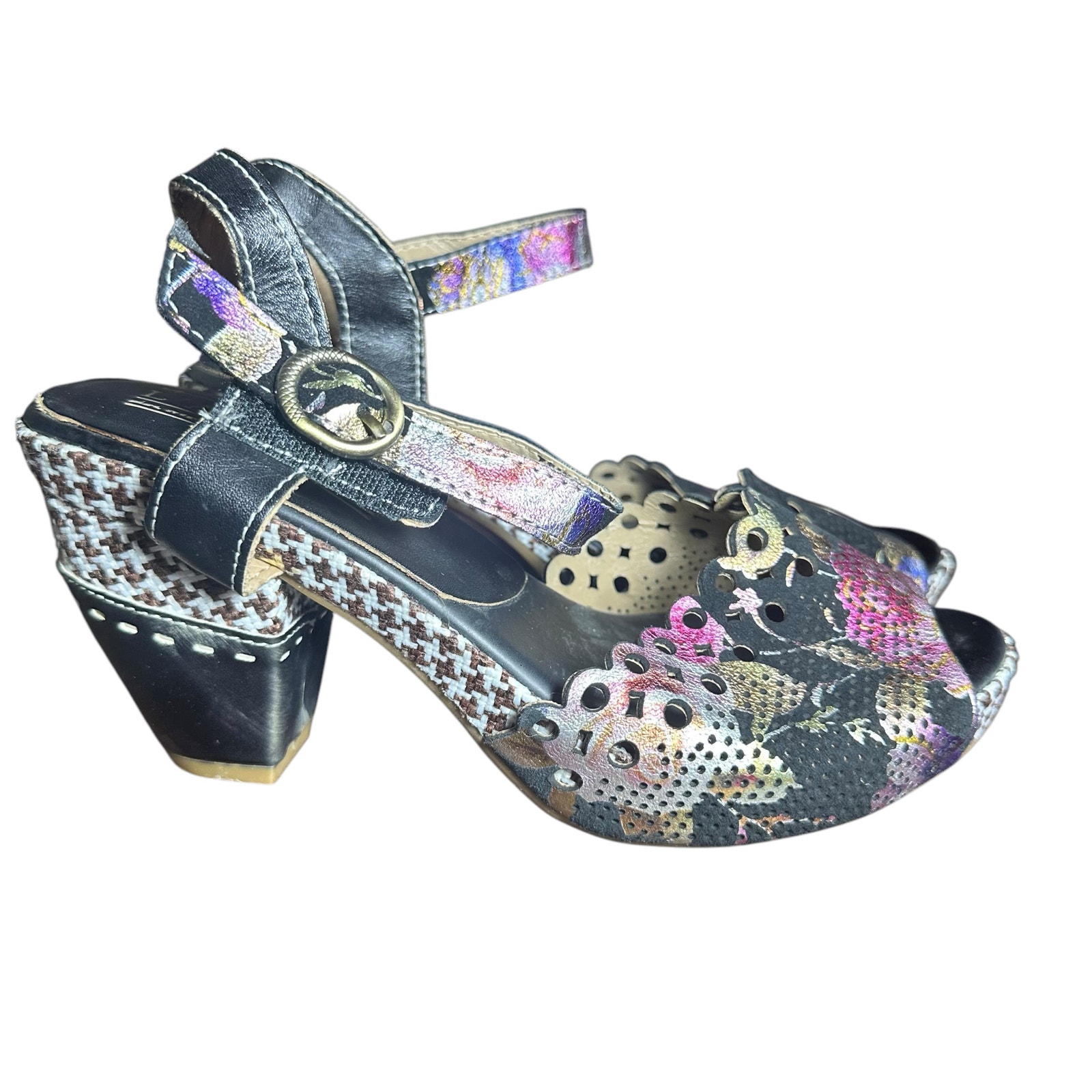 L' ARTISTE Jivvi Heeled Sandal - Black Multi EU 37 US 6.5/7 Spring Step
