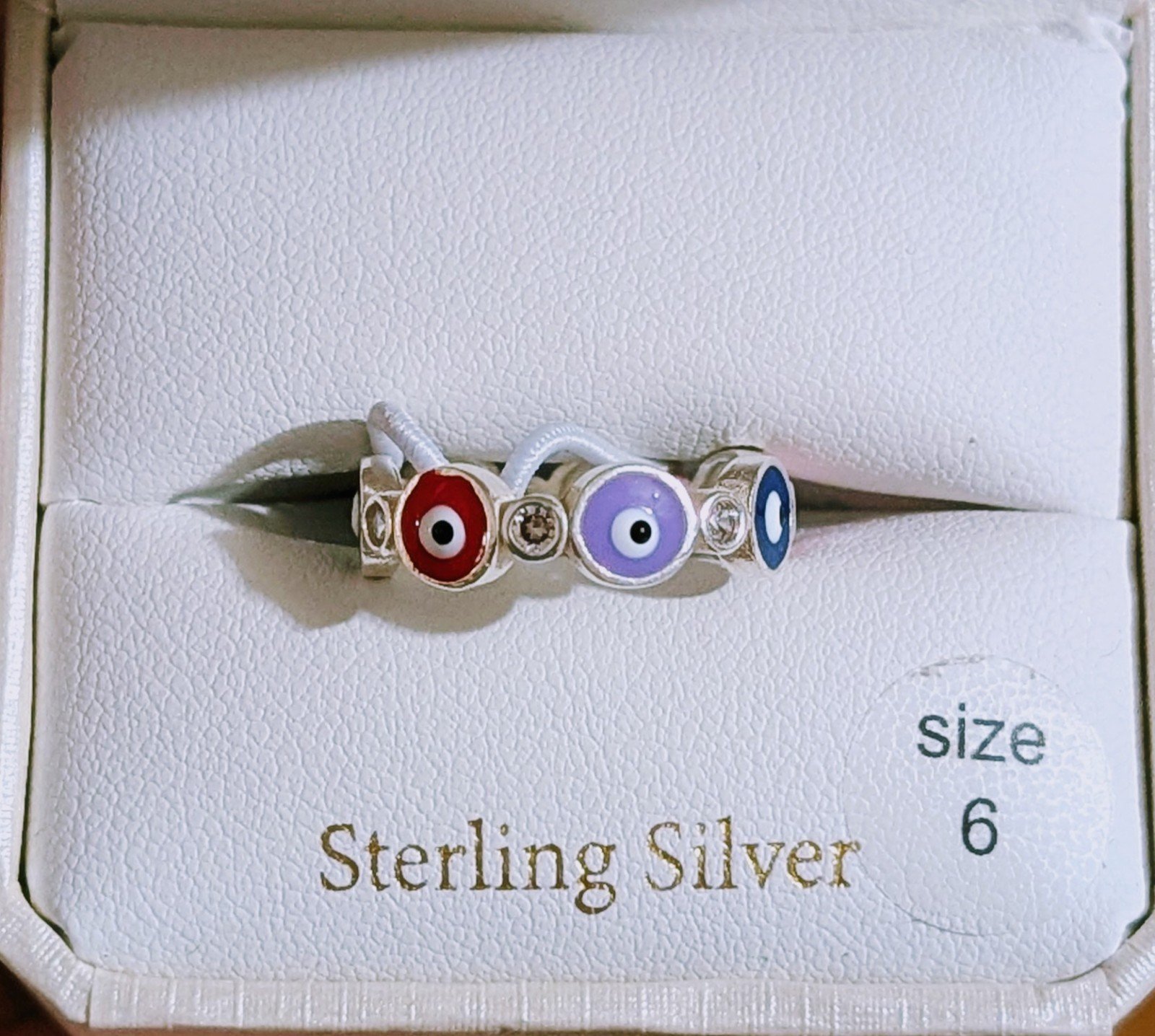 Cynthia Rowley Evil Eye Ring Size 6 Sterling Silver 925 NEW in Gift Box!