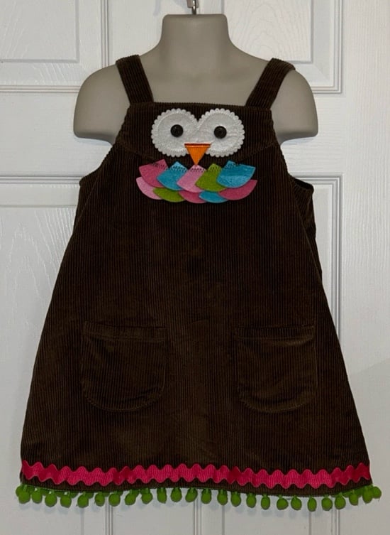 New Mud Pie Corduroy Owl Dress with Tights Size 4T