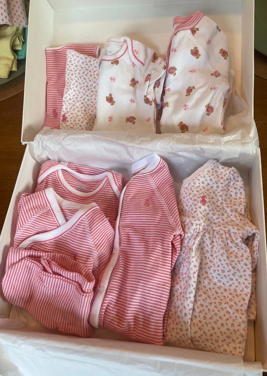 Ralph Lauren baby girl gift bundle- Polo bear, pink stripes, floral Newborn