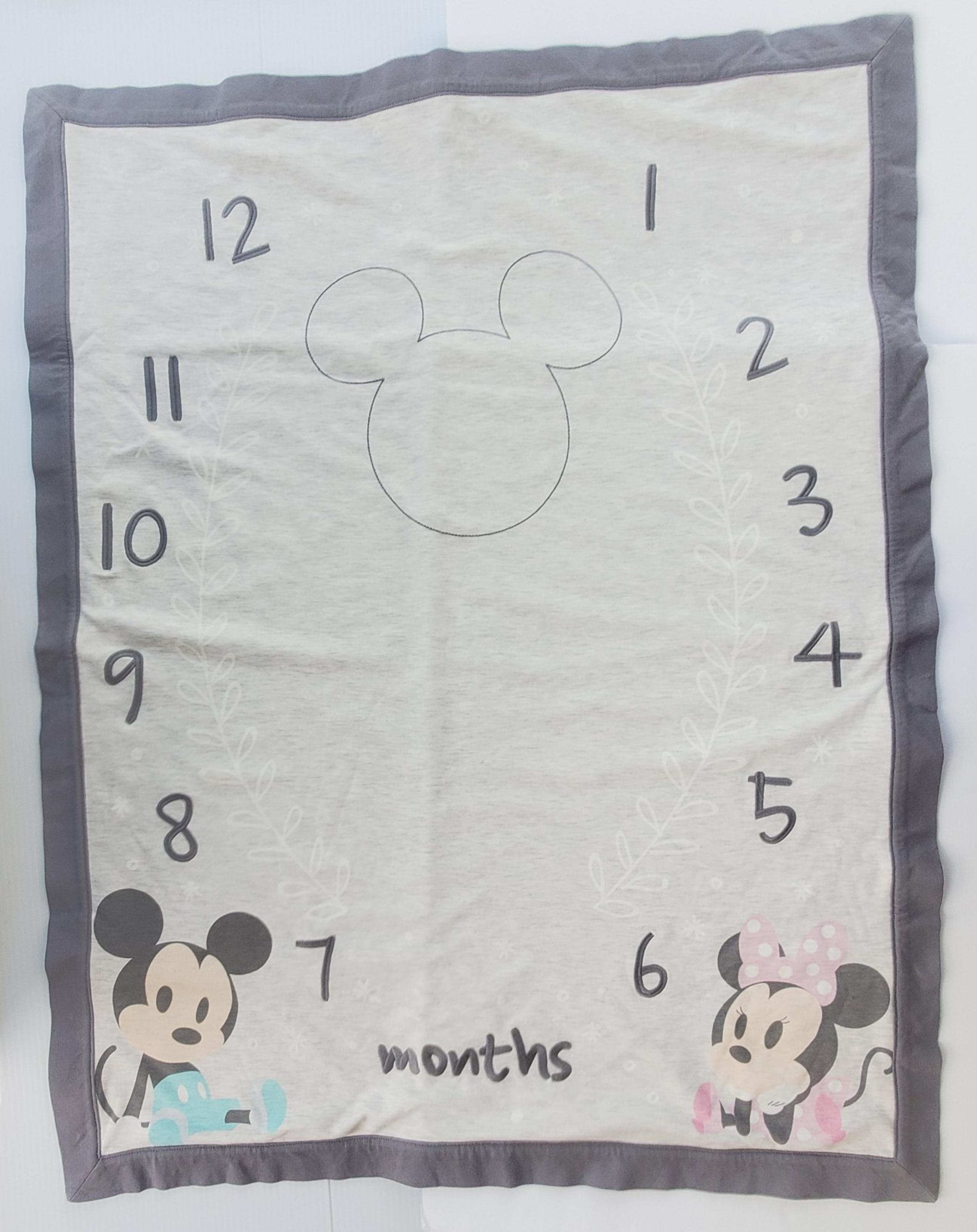 Disney Baby Mickey Mouse Minnie Mouse Milestone Months Baby Infant Grey Blanket