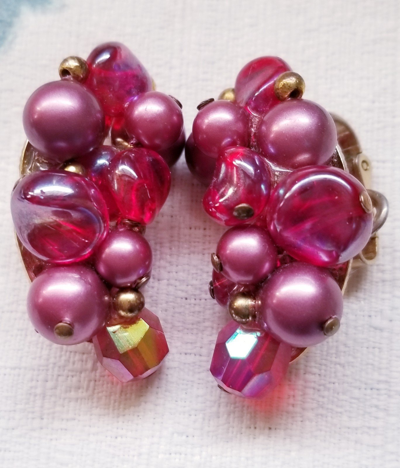 Vintage Trifari Cluster Clip On Earrings