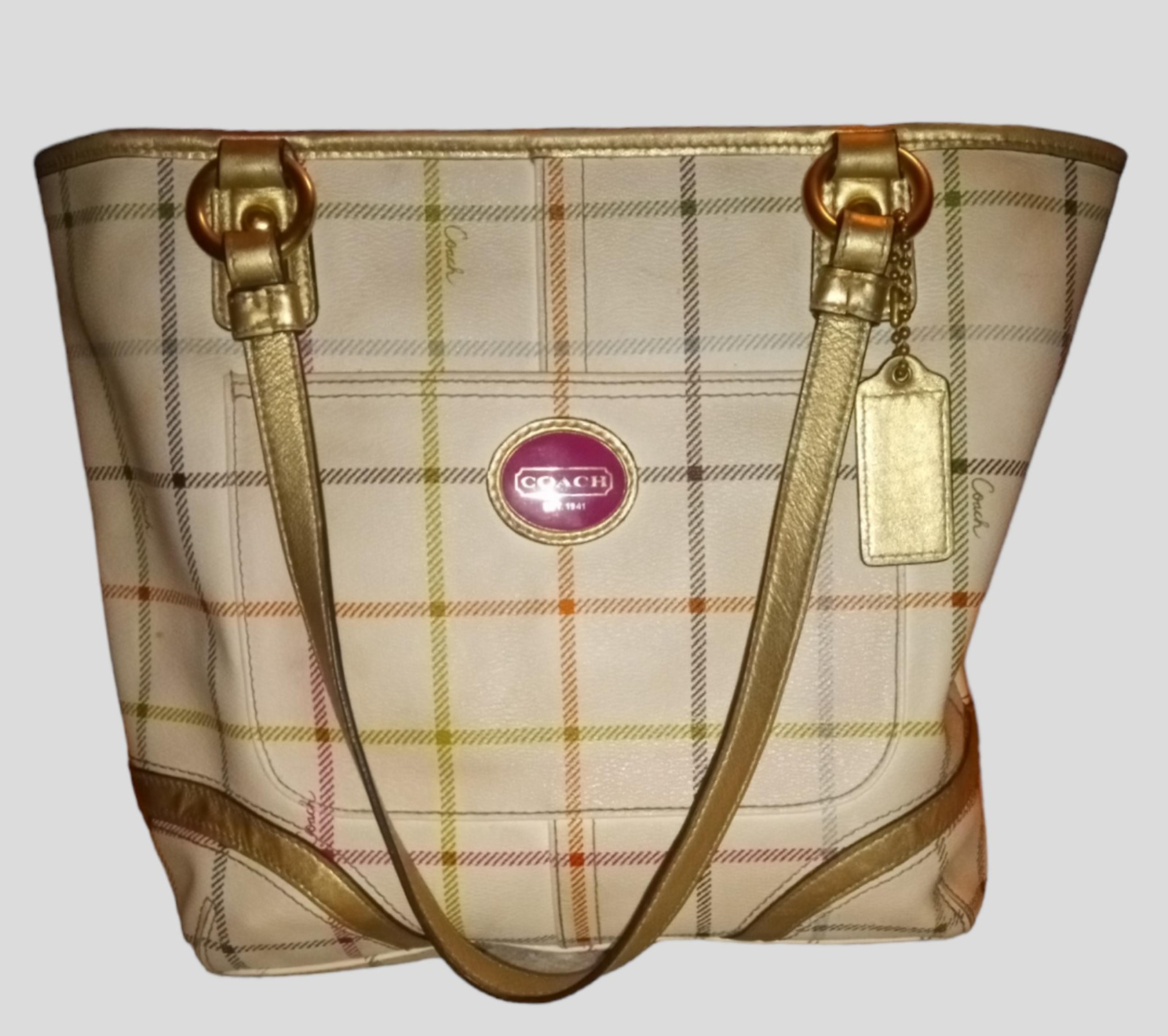 White plaid coach purse Clearance