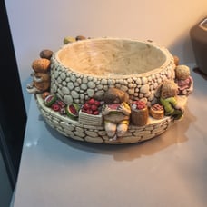 Apsit Bros. Of Calif. 1974 Chalkware Kids Playing Yellow Planter Pot