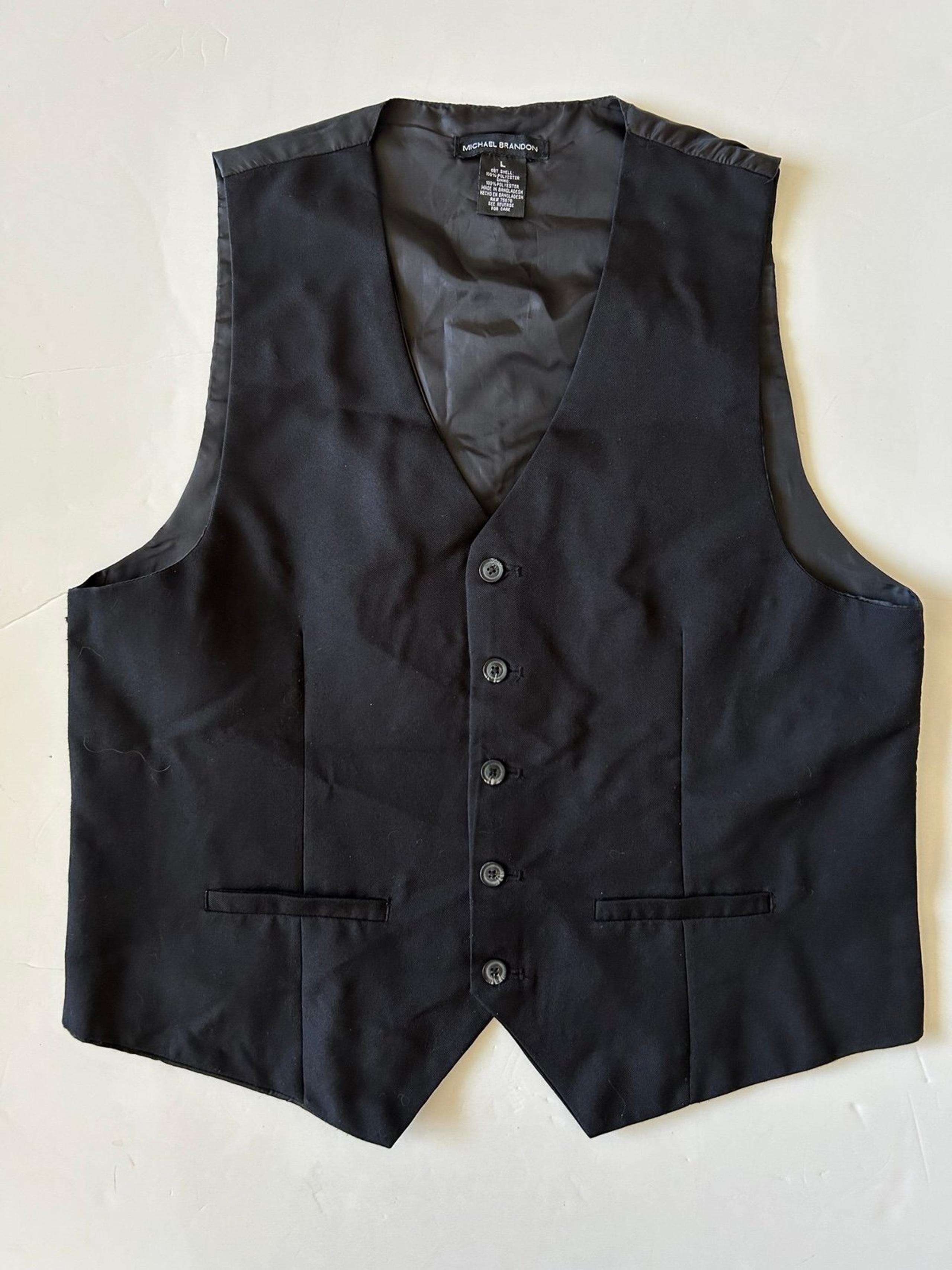 Michael Brandon Dress Vest Black SZ L Men’s