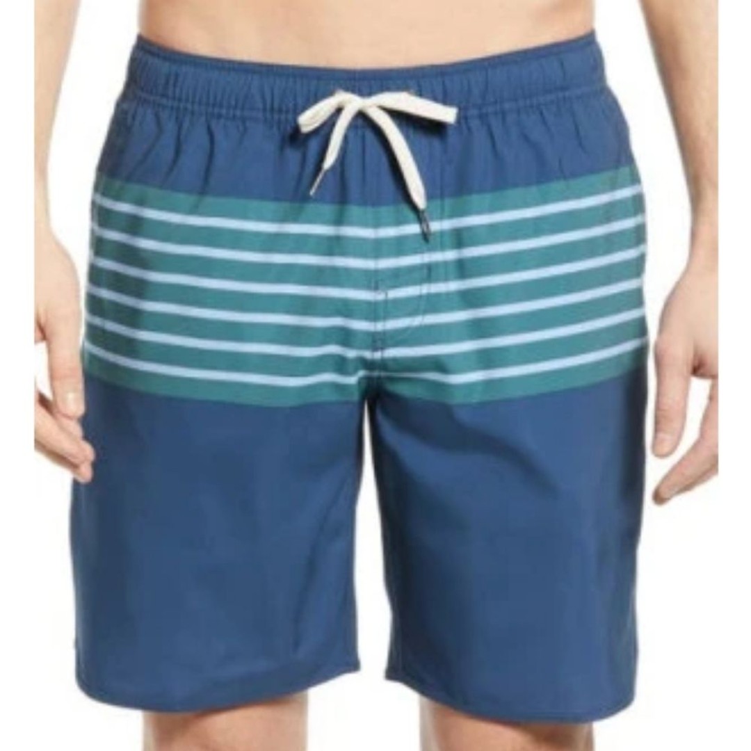 Fair Harbor Anchor Stripe Swim Trunks in Green Stripe mens size Large L