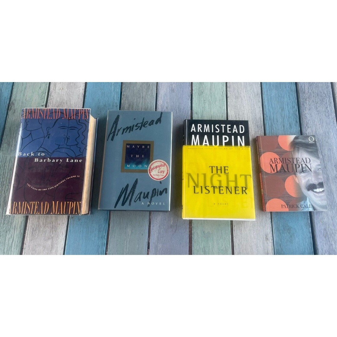 4 Signed Books Armistead Maupin Barbary Lane, Maybe The Noon