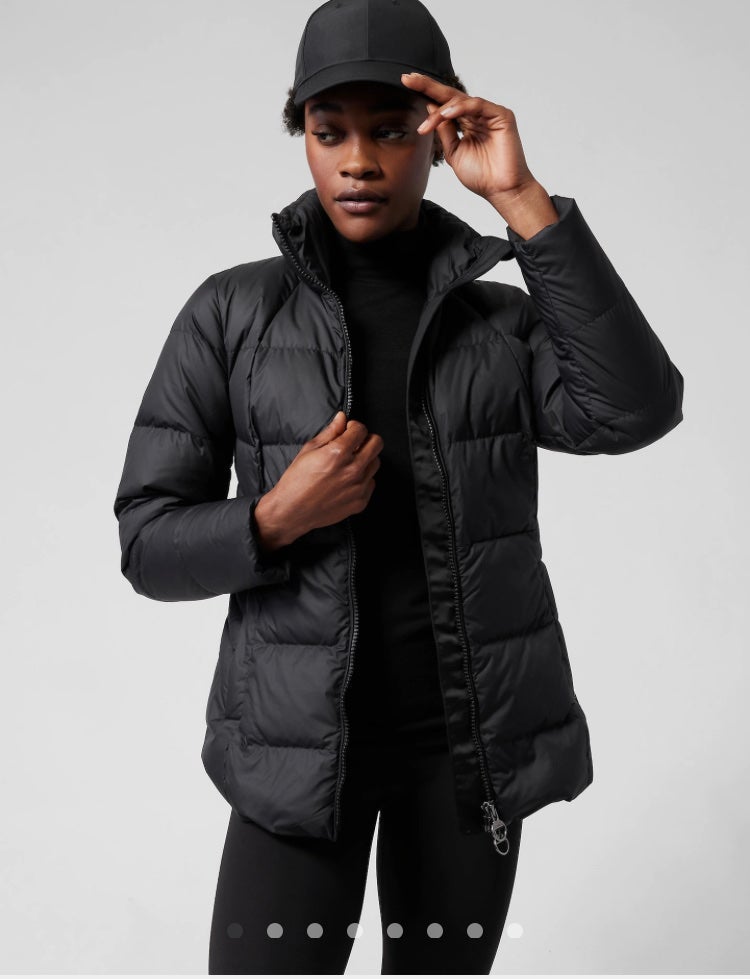 athleta downtown jacket black puffer nwt
