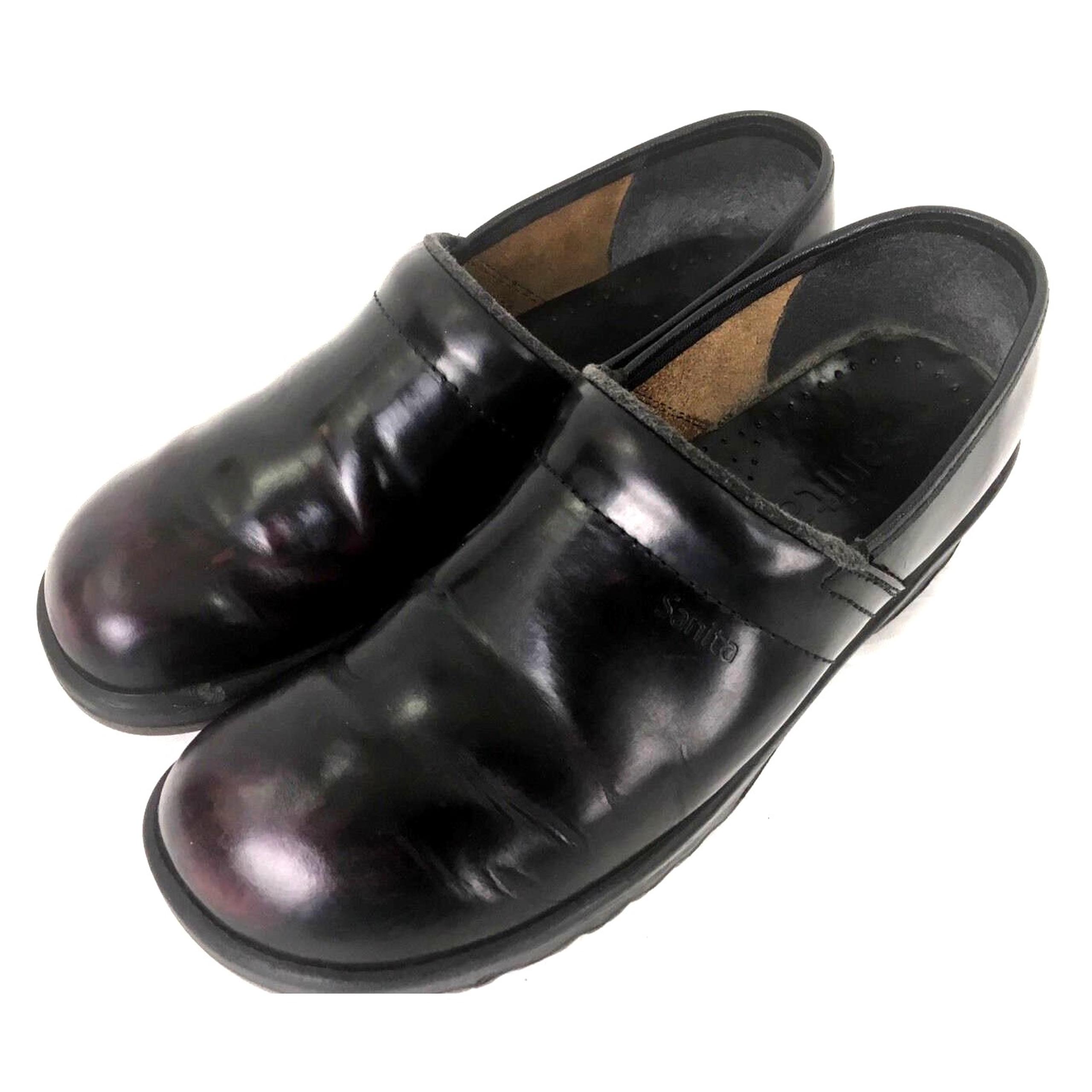 Sanita Professional Clog Women size 41 10-10.5 Black Leather Shoes