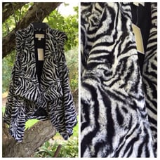 MK Michael Kors Soft Faux Rabbit Fur Vest Size SMALL Zebra NWT 250