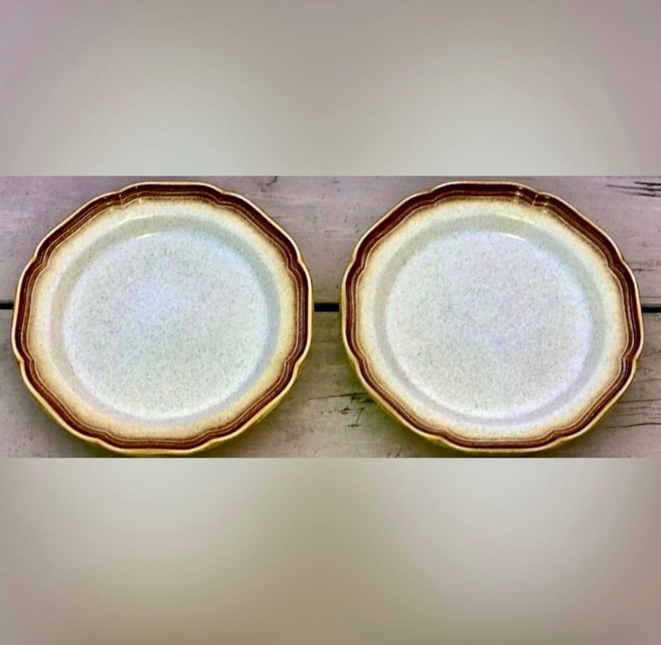 Vintage (set of 2) MIKASA WHOLE WHEAT E8000 Japan Stoneware Salad Plates