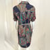Vintage Dress 70s Paisley Shirt Dress Navy Blue Printed Short Sleeve Leslie Fay