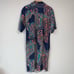 Vintage Dress 70s Paisley Shirt Dress Navy Blue Printed Short Sleeve Leslie Fay