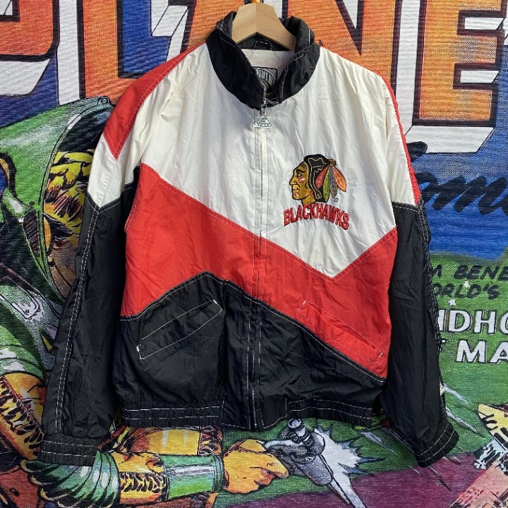 Vintage 90s NHL Blackhawks Windbreaker Jacket size Small