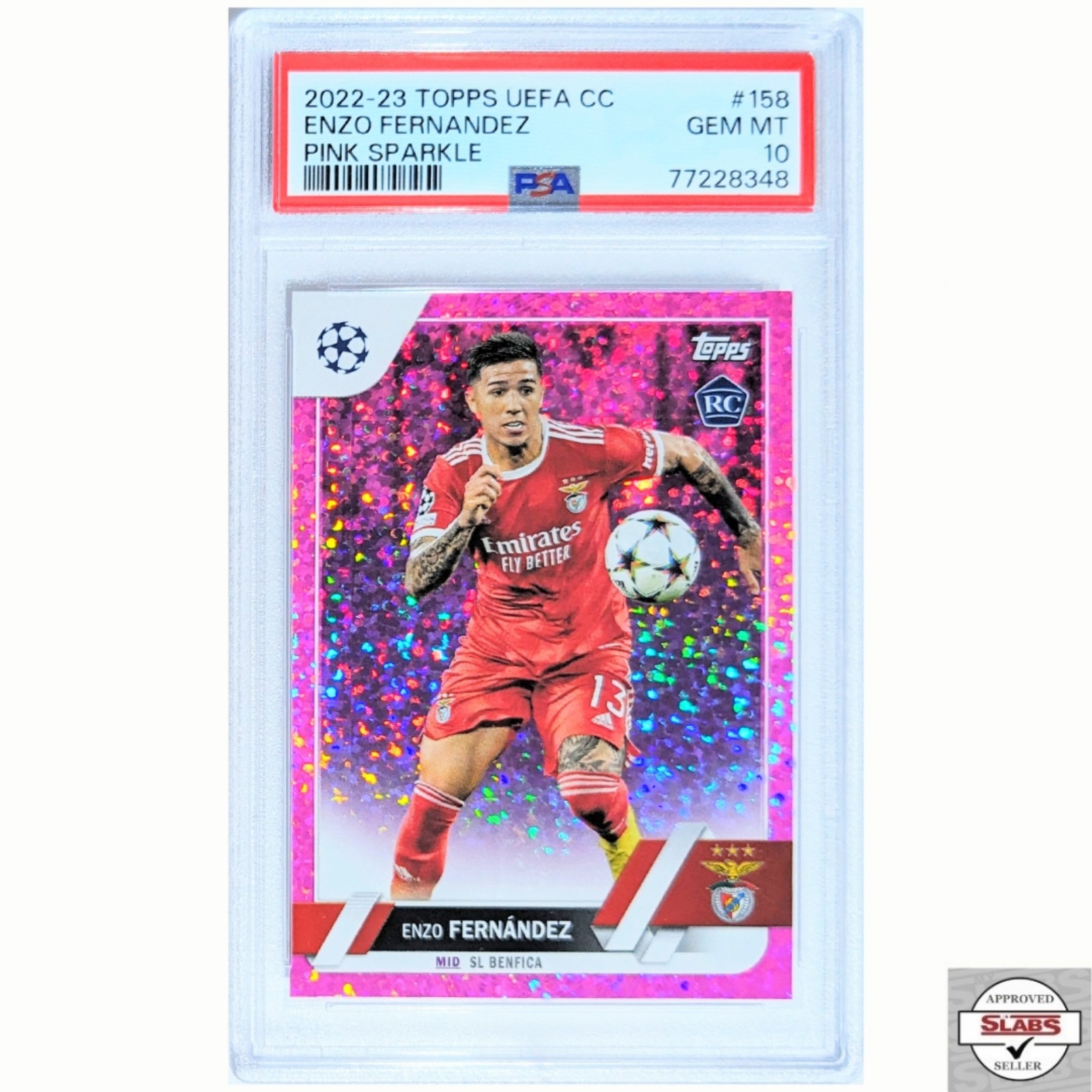 PSA 10 2022-23 Topps Uefa Enzo Fernandez RC Pink Sparkle SP Rookie #158 Benfica