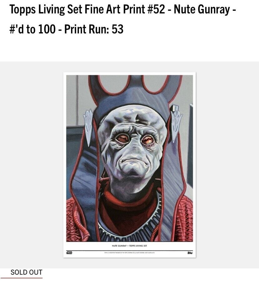 Topps Star Wars Living Set 10x14 Fine Art Print Poster Nute Gunray Low Print New
