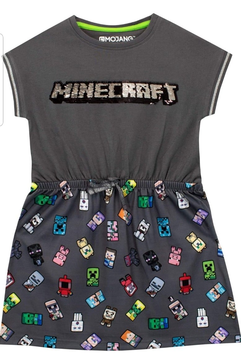 New Girls MINECRAFT Flip Sequin Pixel Party Dress Size 14
