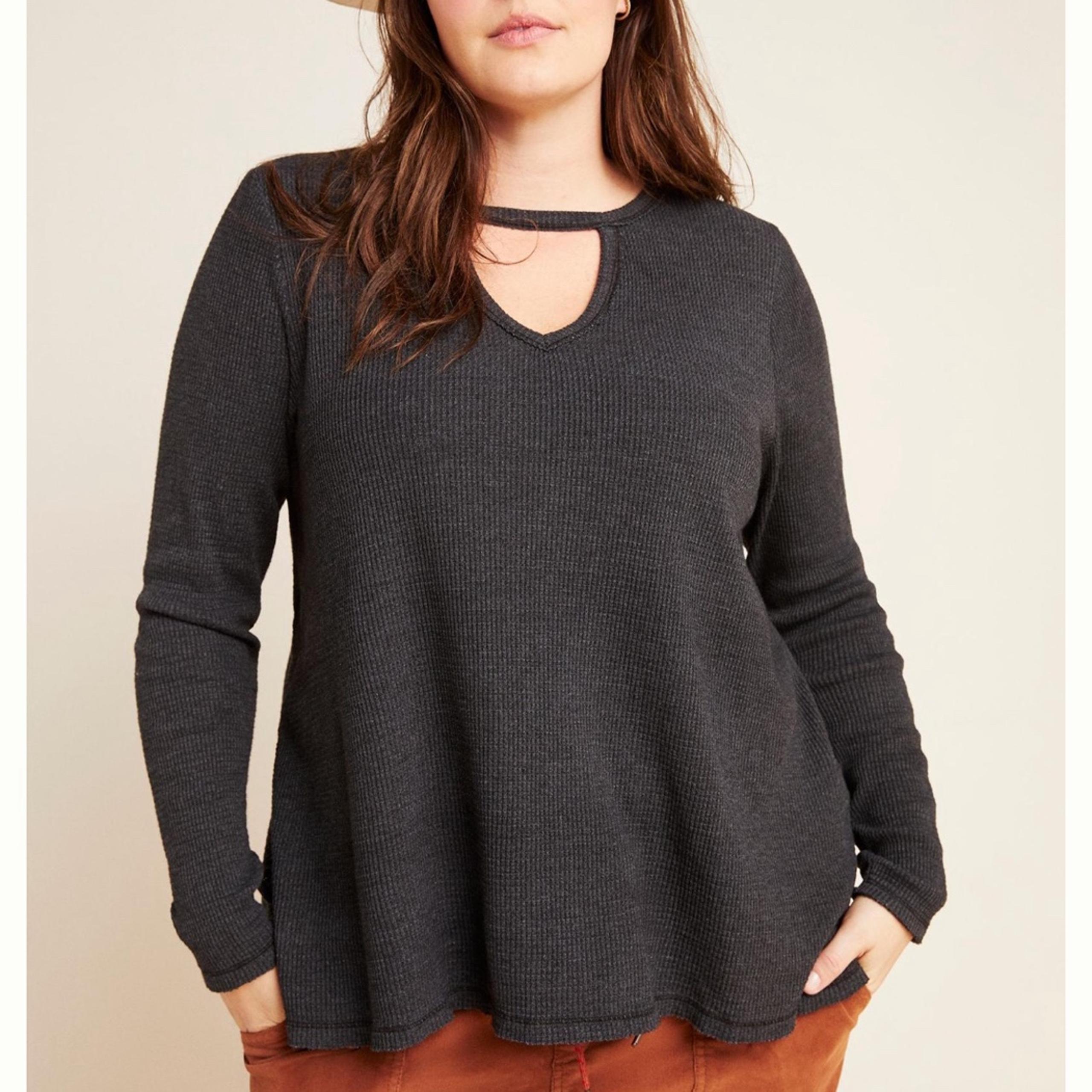 Anthropologie t.la Nadia Waffle Cutout Tunic Charcoal