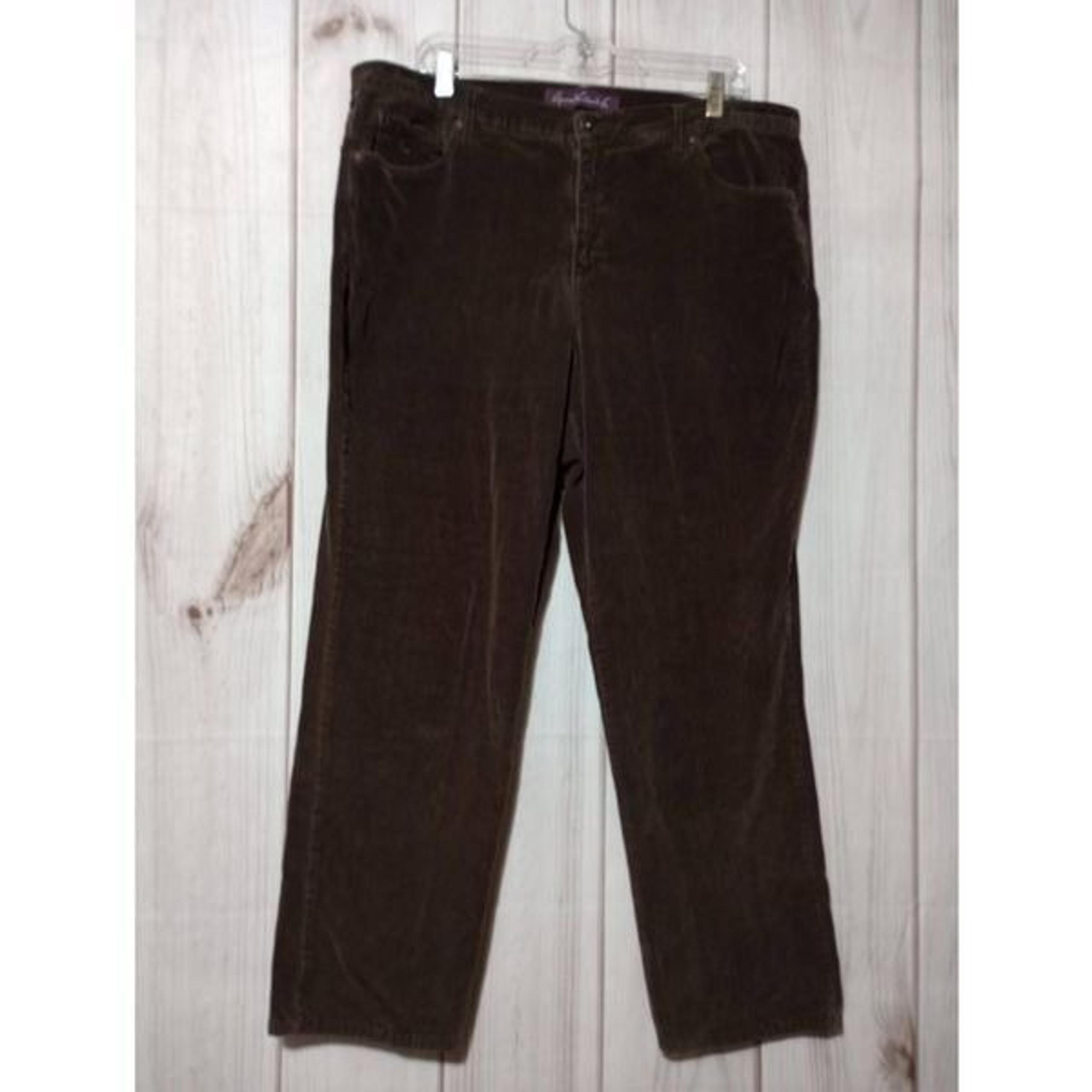 Gloria Vanderbilt Pants Ladies 18W Brown Corduroy Straight Leg