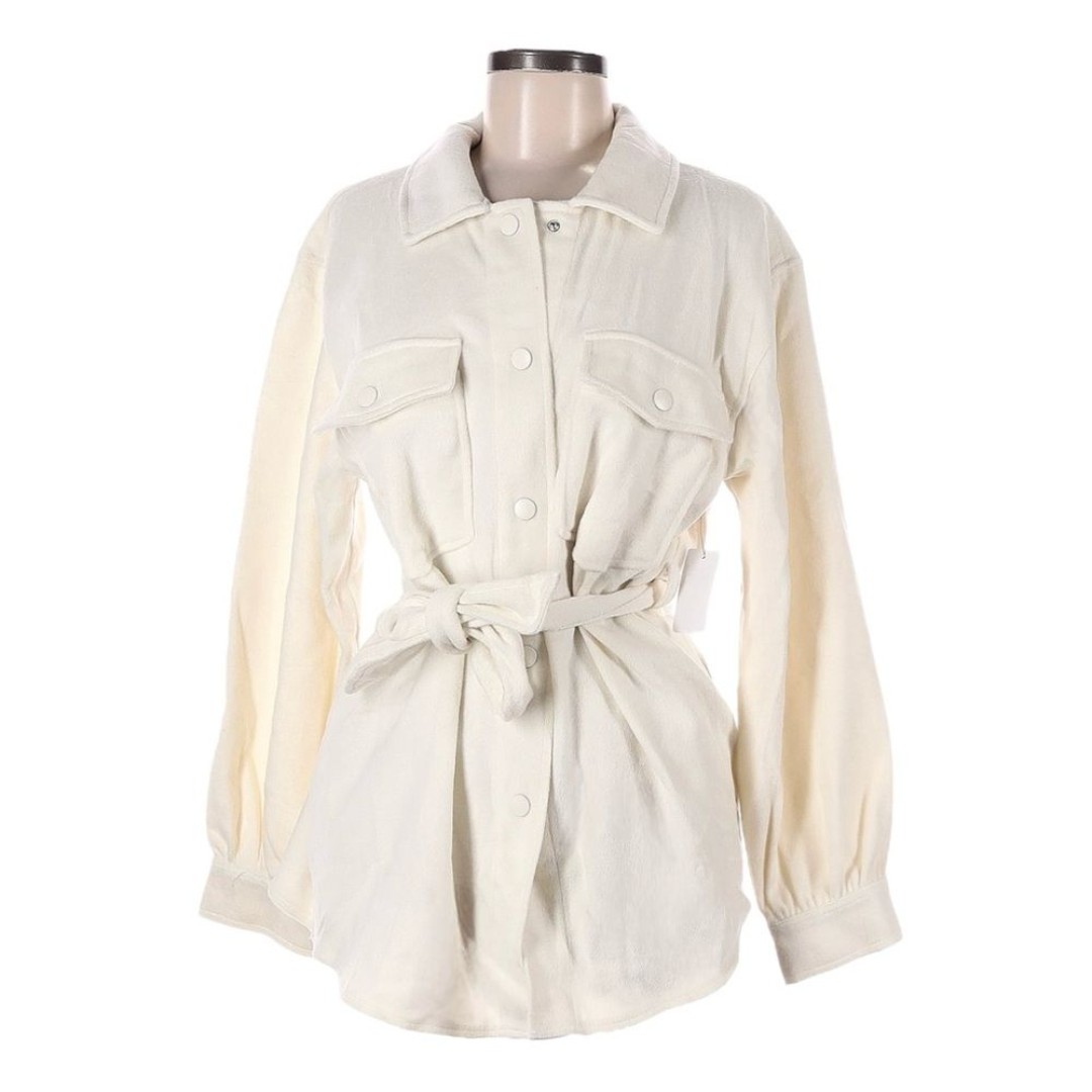 Laundry By Shelli Segal Trench Coat Shacket Size M NWT Ivory Classic Neutral