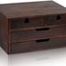 Bamboo Desk Organizer, Bamboo Storage Cabinet Box with 4 Drawer for Letters
