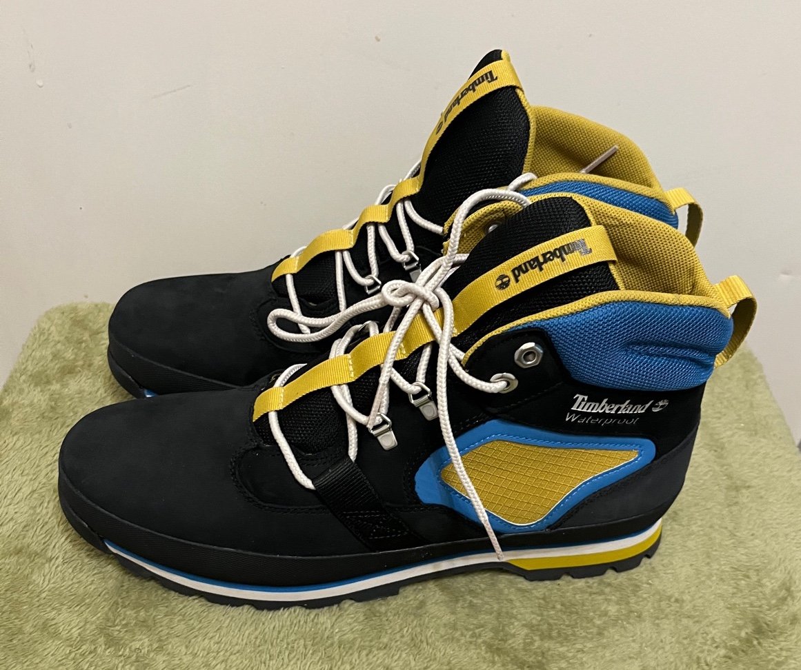 Timberland Waterproof Men’s Euro Hiker Black Nubuck/Yellow TB0A2AME001 Size 12