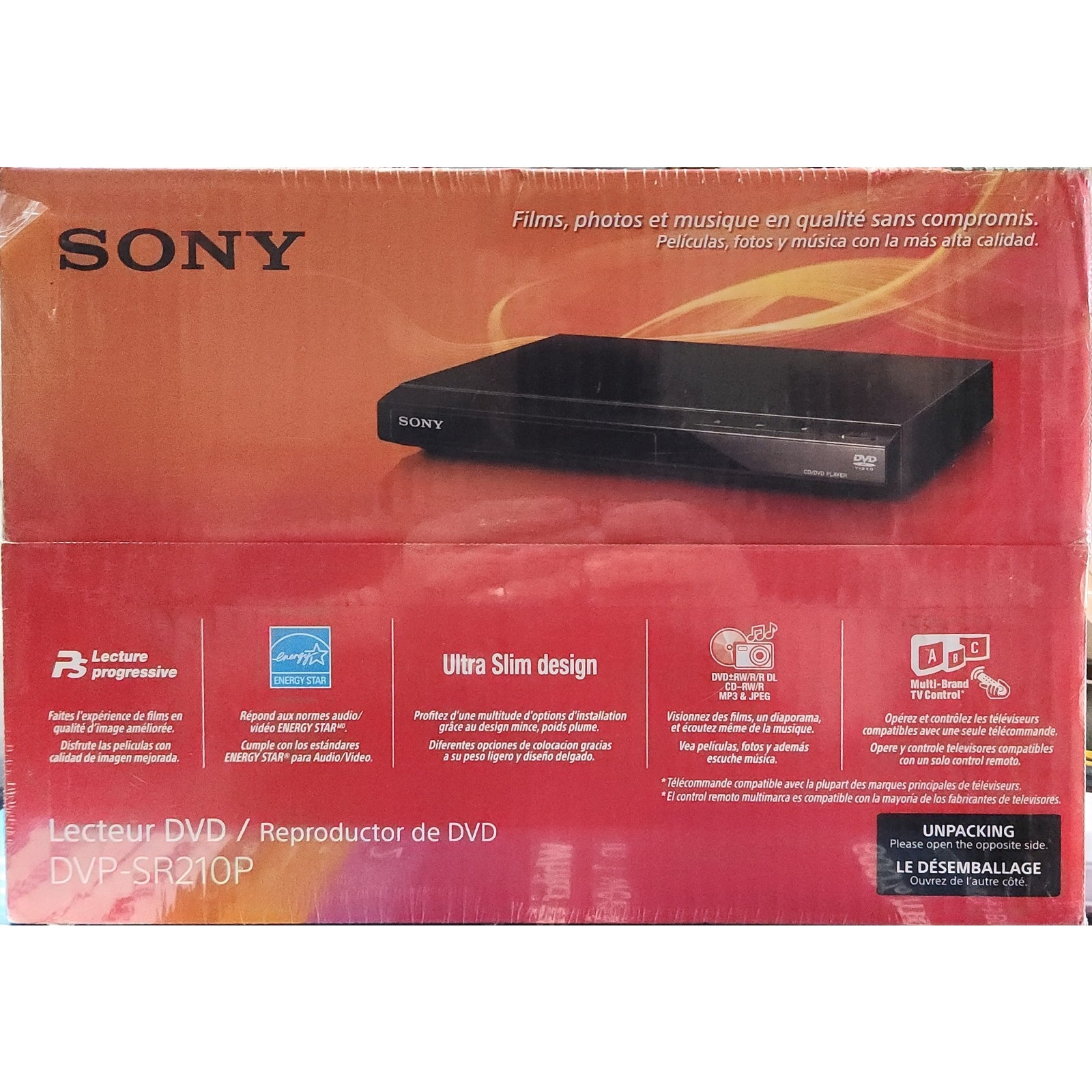 Sony Progressive Scan CD and DVD Player Brand New in Black | DVP-SR210P