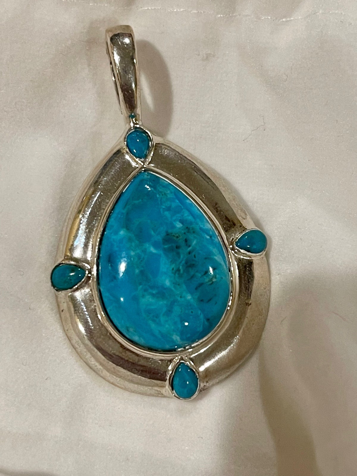 Vintage Carolyn Pollack Sterling Silver Turquoise Enhancer .