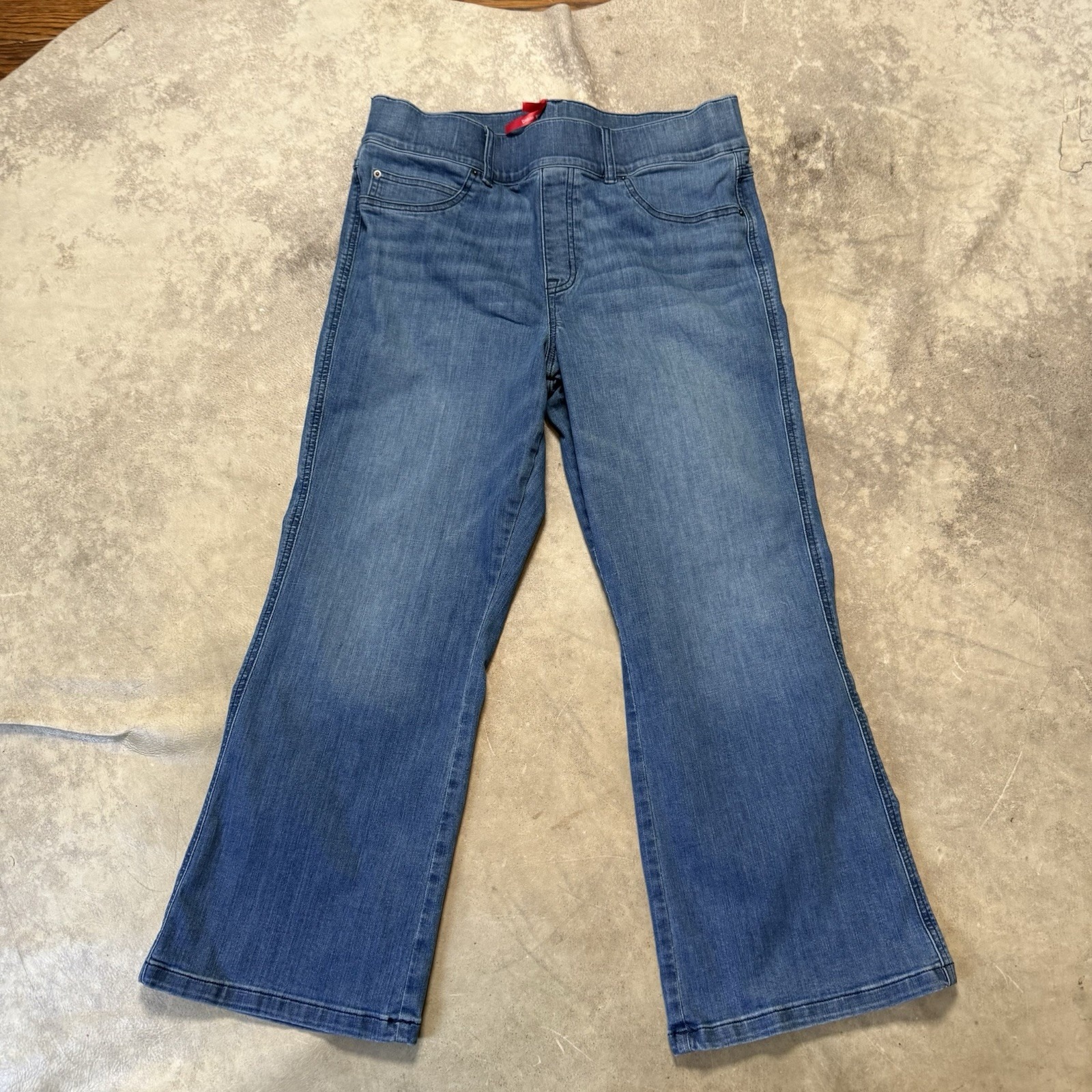 SPANX Jeans Womens Size 1X Blue Flare in Pull On Stretch Denim High Waist