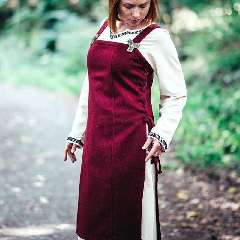 Green wool blend Viking apron dress from Germany Norse Cosplay medieval