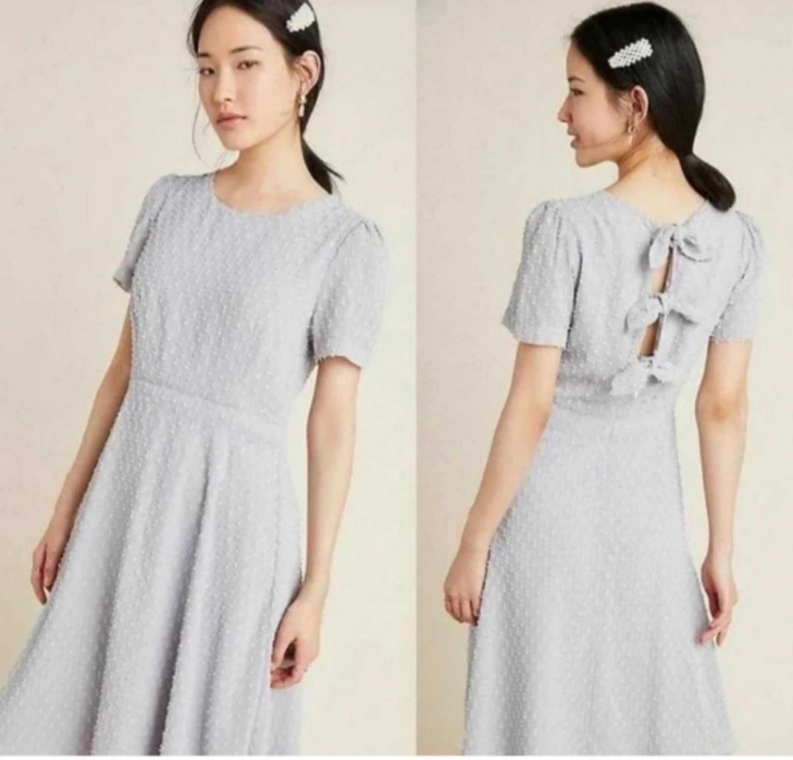 NWT Anthropologie Sunday In Brooklyn Textured Gray Chiffon Dress Size Small