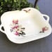 Butterfly and Floral Serving Dish, England, Vintage 2-Handled Bowl