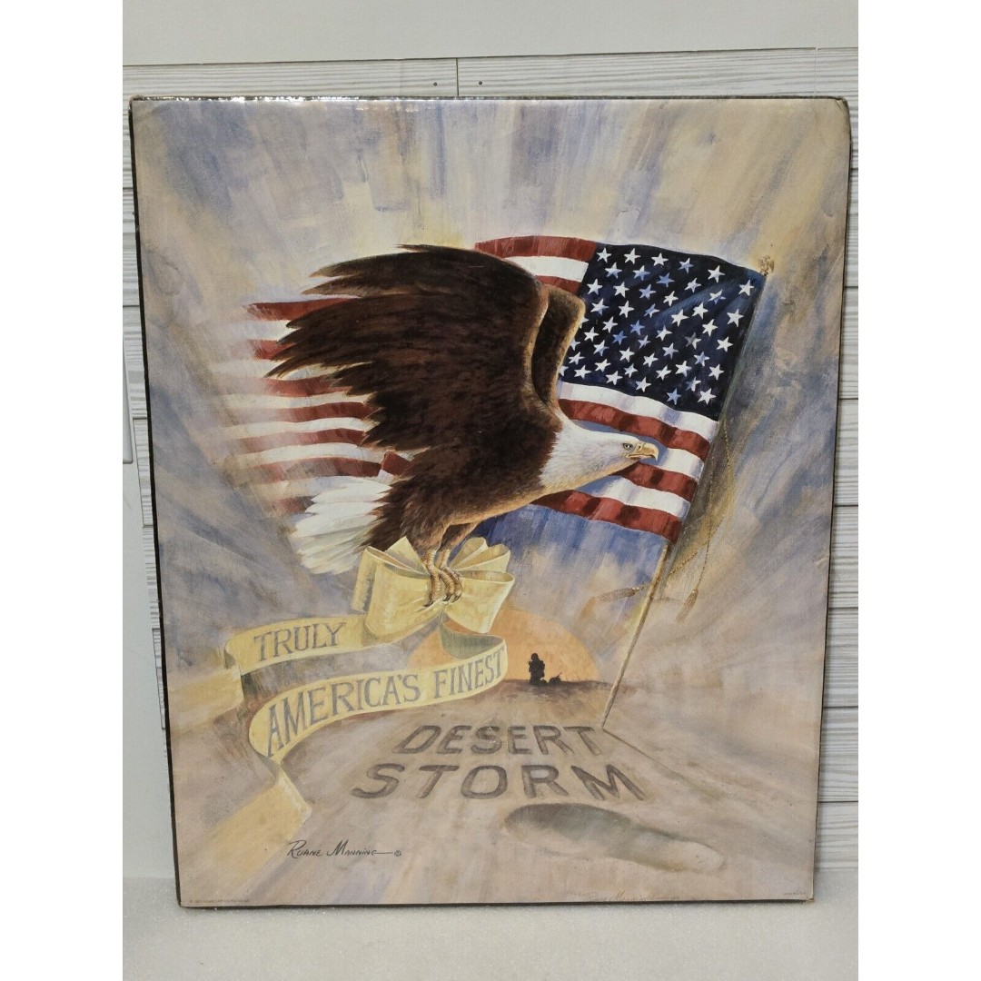 Vtg Desert Storm 16 x 20 Art Print 1991 Donald Art Co Ruanne Manning Eagle