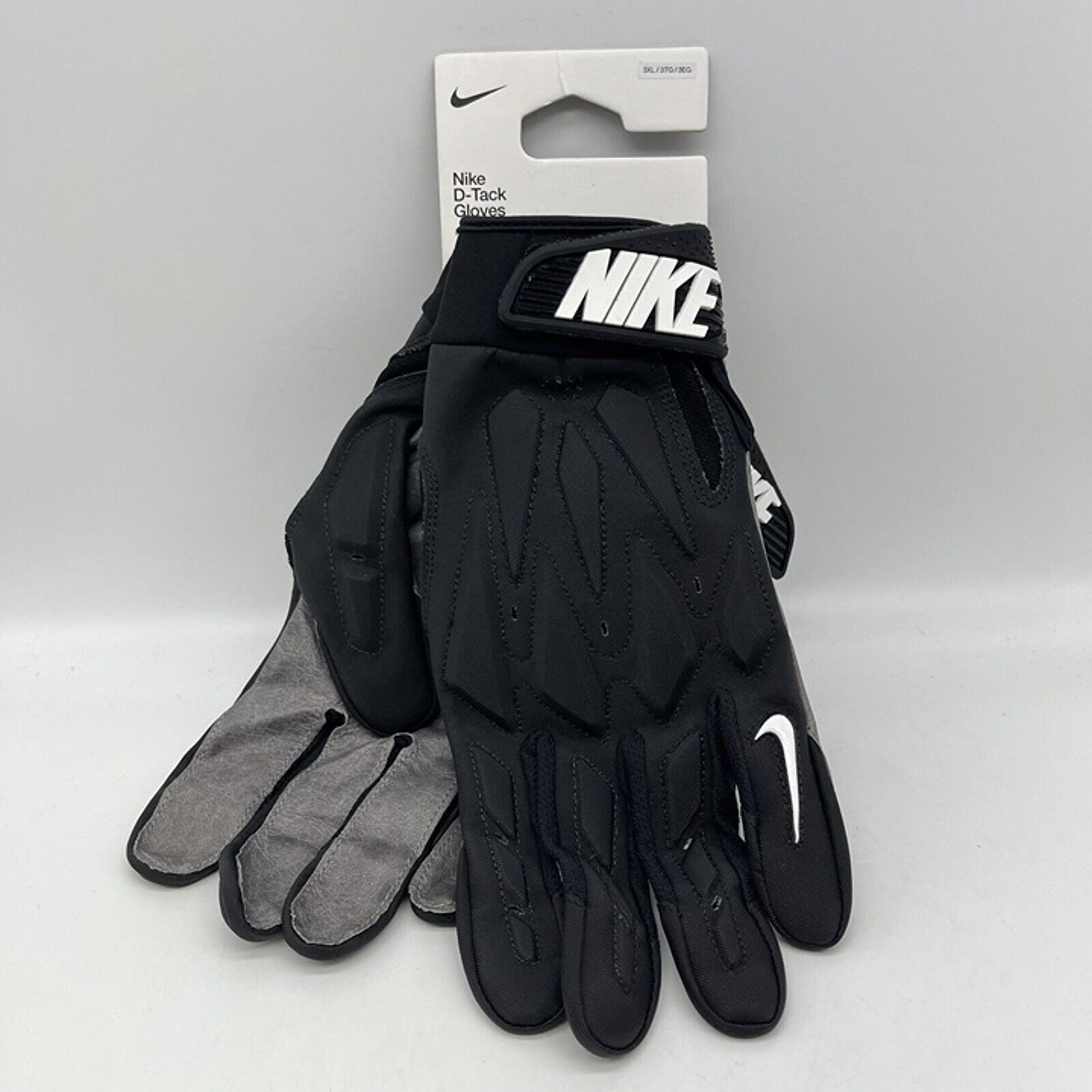 Nike D-Tack Men's Padded Football Gloves Black Gray Size 3XL FN0275-017 NEW