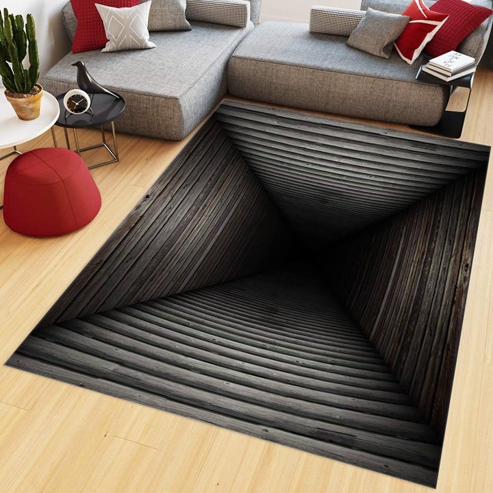 Inch 30x18 3d Rug Illusion Rug Optical Illusion Rug Vortex Rug Black Rug Modern