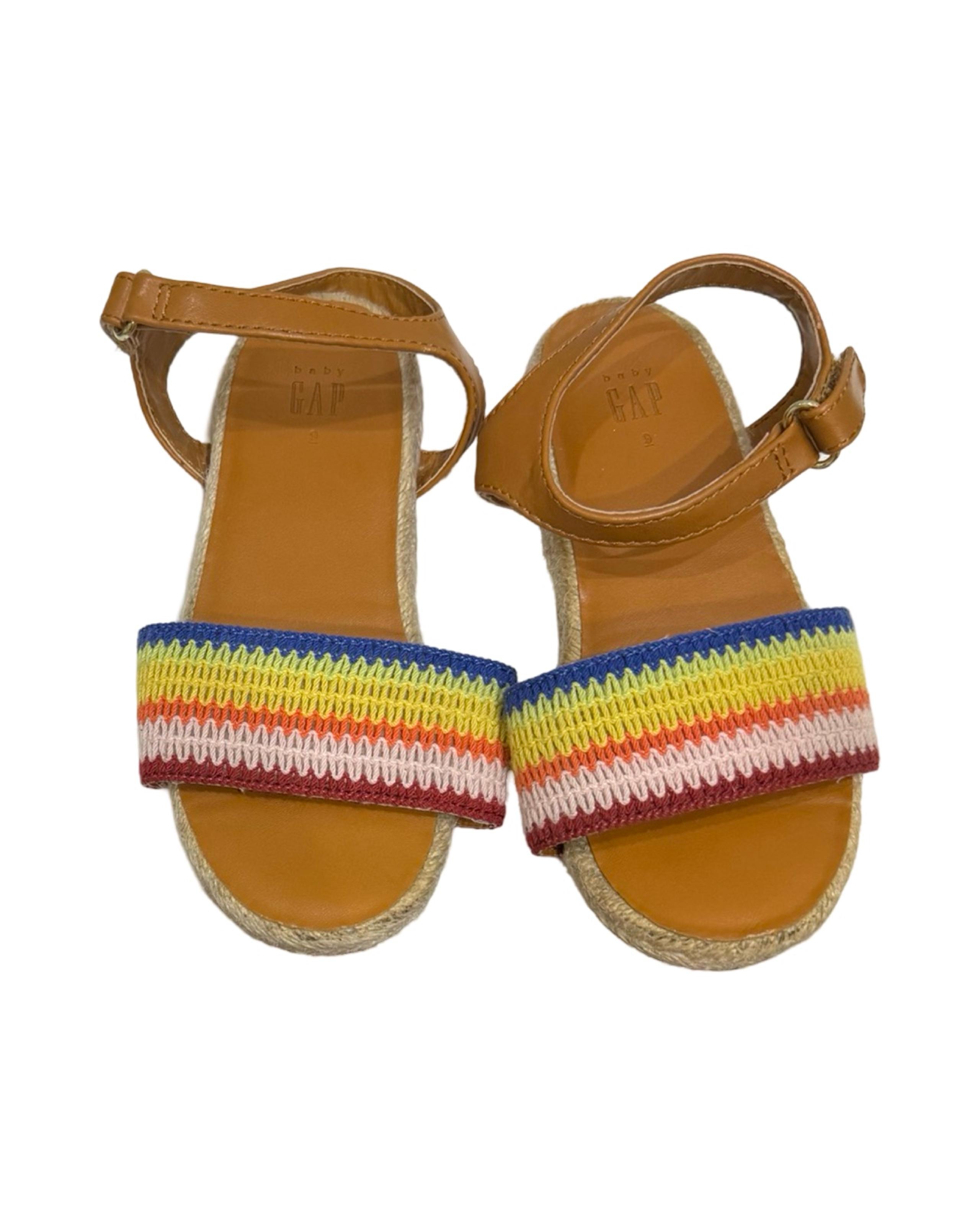 Gap Kids Rainbow Striped Espadrilles Sandals Ankle Buckle Girls Size Toddler 9C