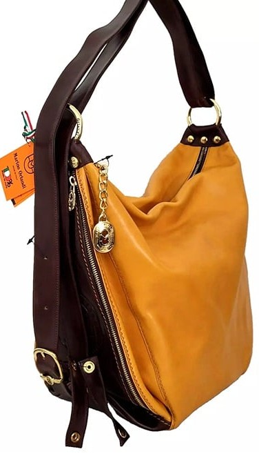 MARINO ORLANDI TAN BROWN LOGO ITALIAN DESIGNER LARGE BACKPACK SLING BAG NWT!