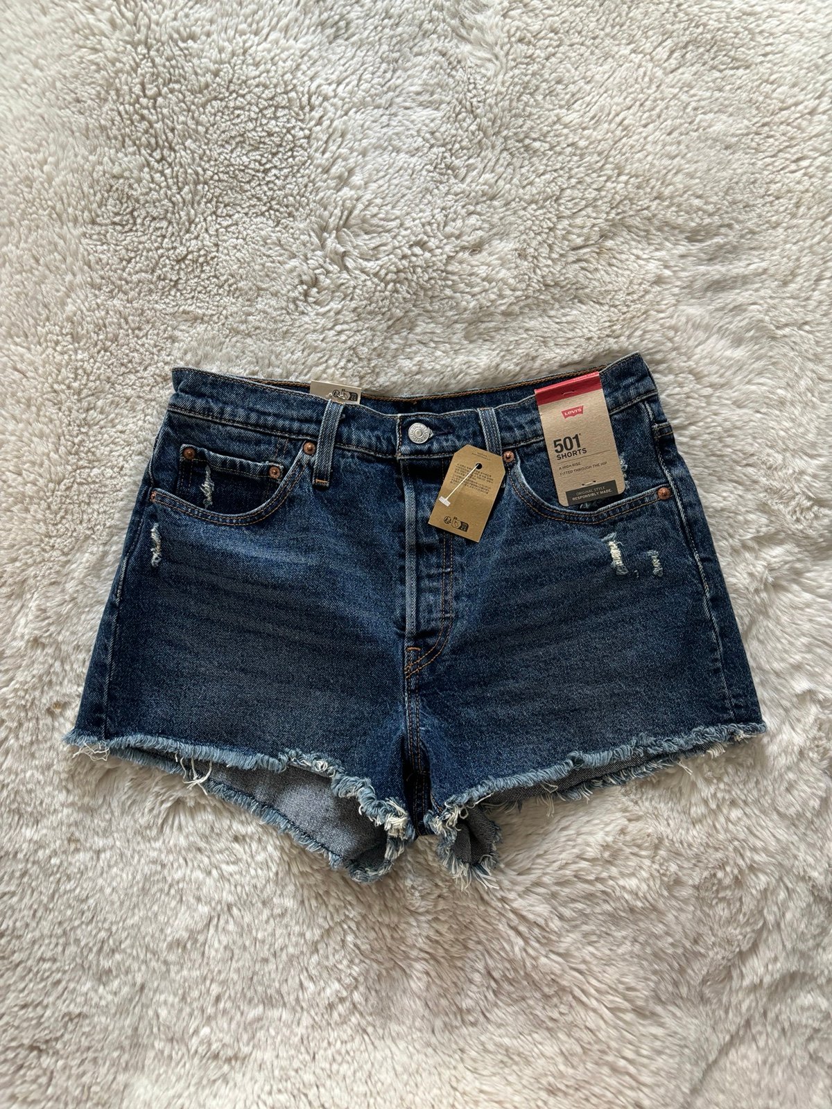 NWT Levi's - 501 High Waisted Fitted Blue Denim Shorts