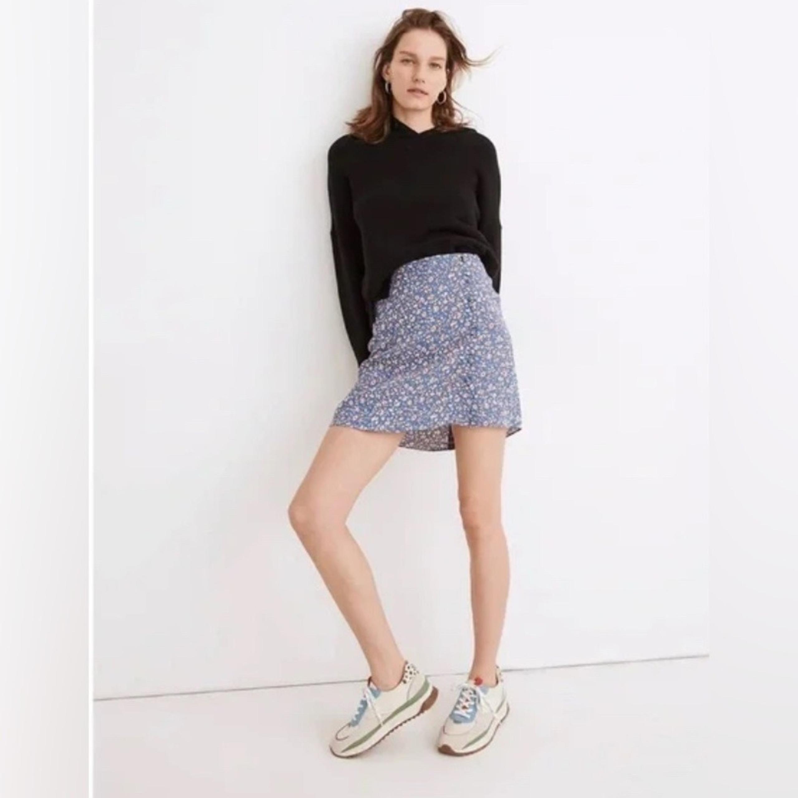 Womens Madewell Summer Vines Percy lPorch Side Button Floral Mini Skirt