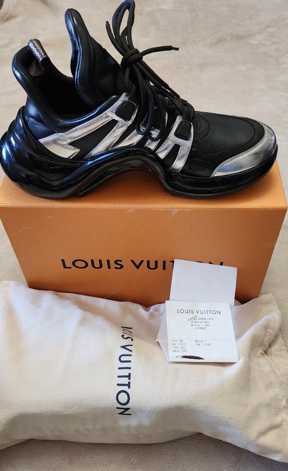 Louis Vuitton Archlight sneakers black/silver 38.5 women I paid 1,279.25 dlls