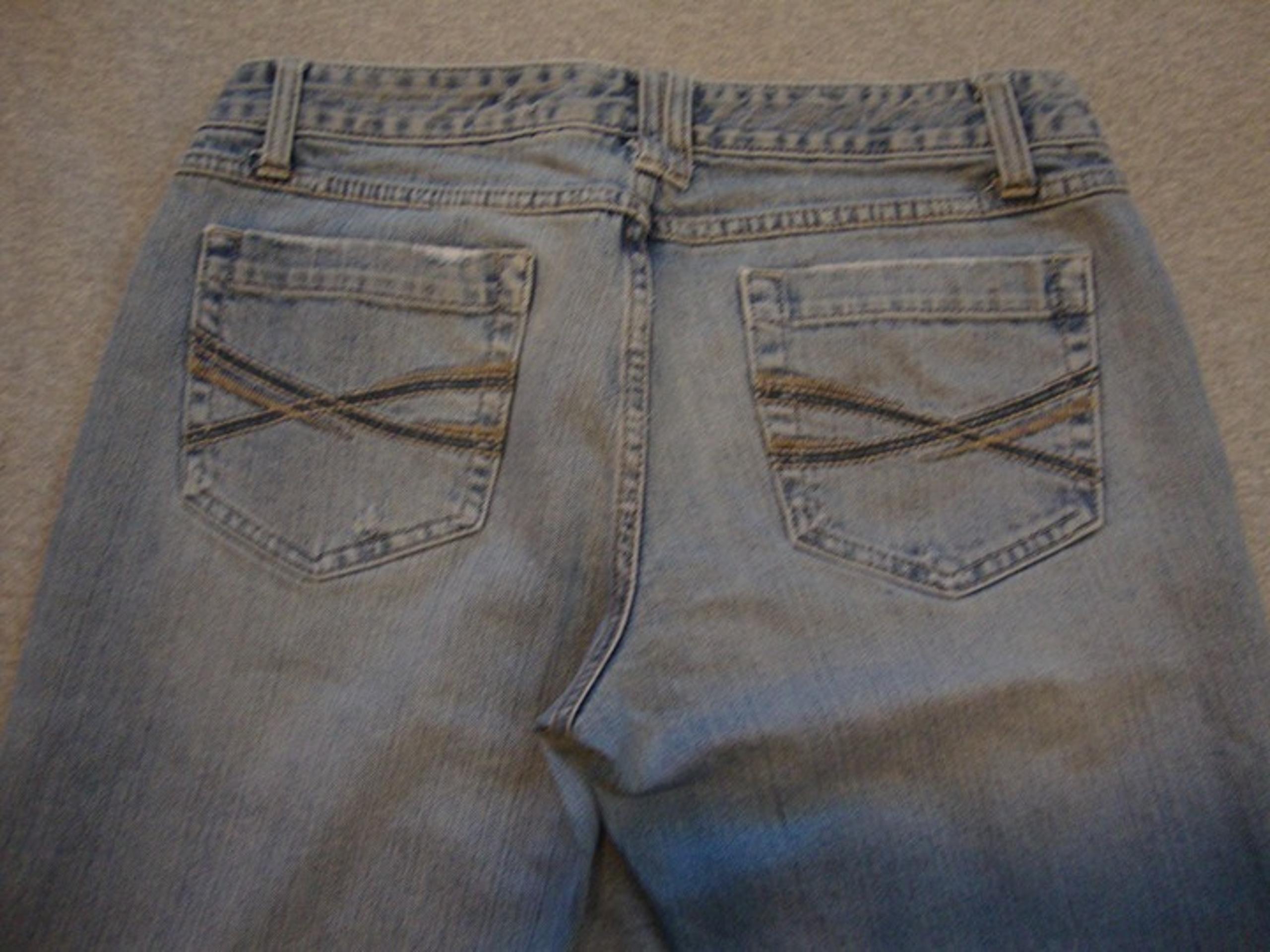 AEROPOSTALE Boot Cut Flare Jeans 11/12 Long Blue Stretch Denim Distressed 33x32"
