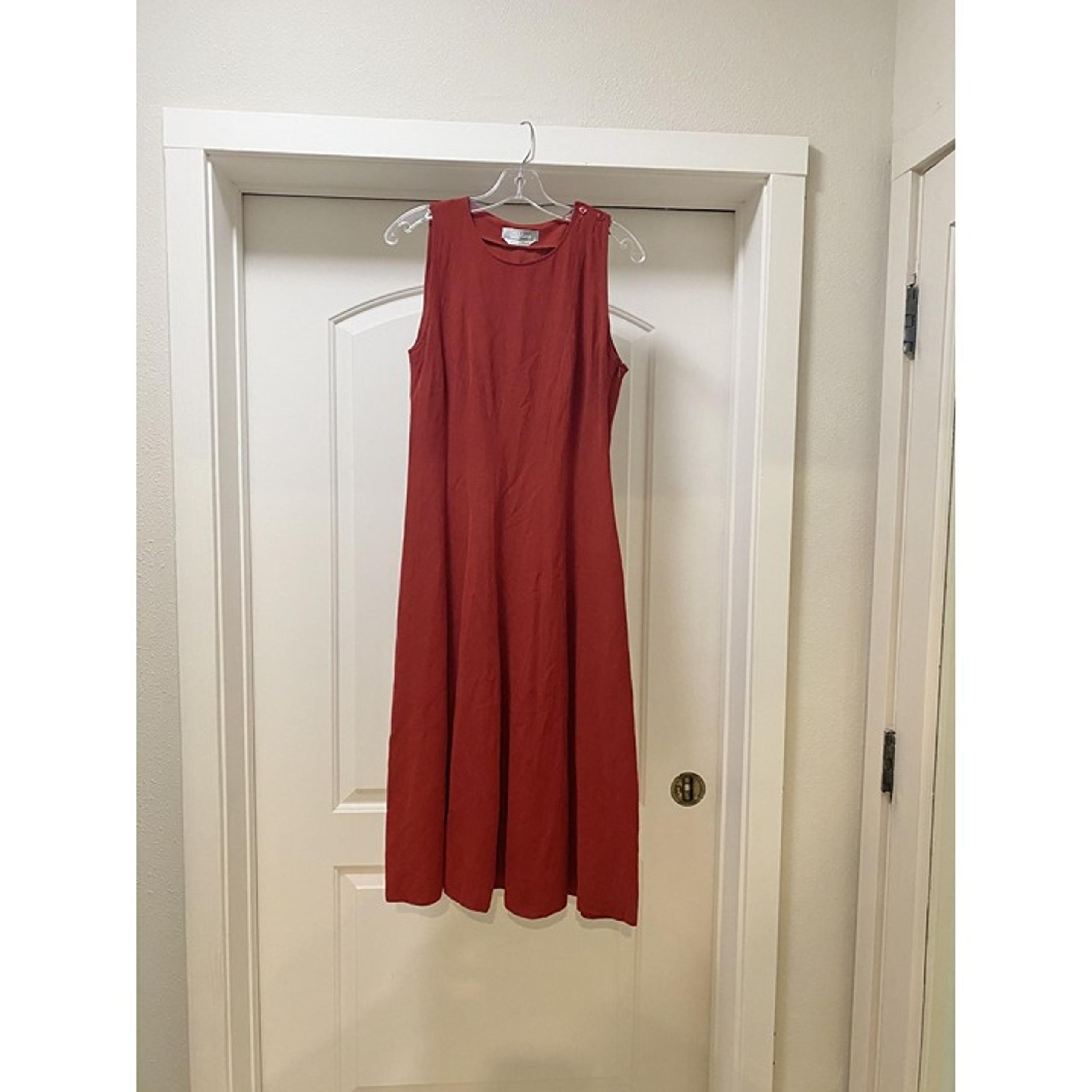 Max Mara Dress Womens Medium Red Linen Sleeveless Made In Italy A-Line Summer